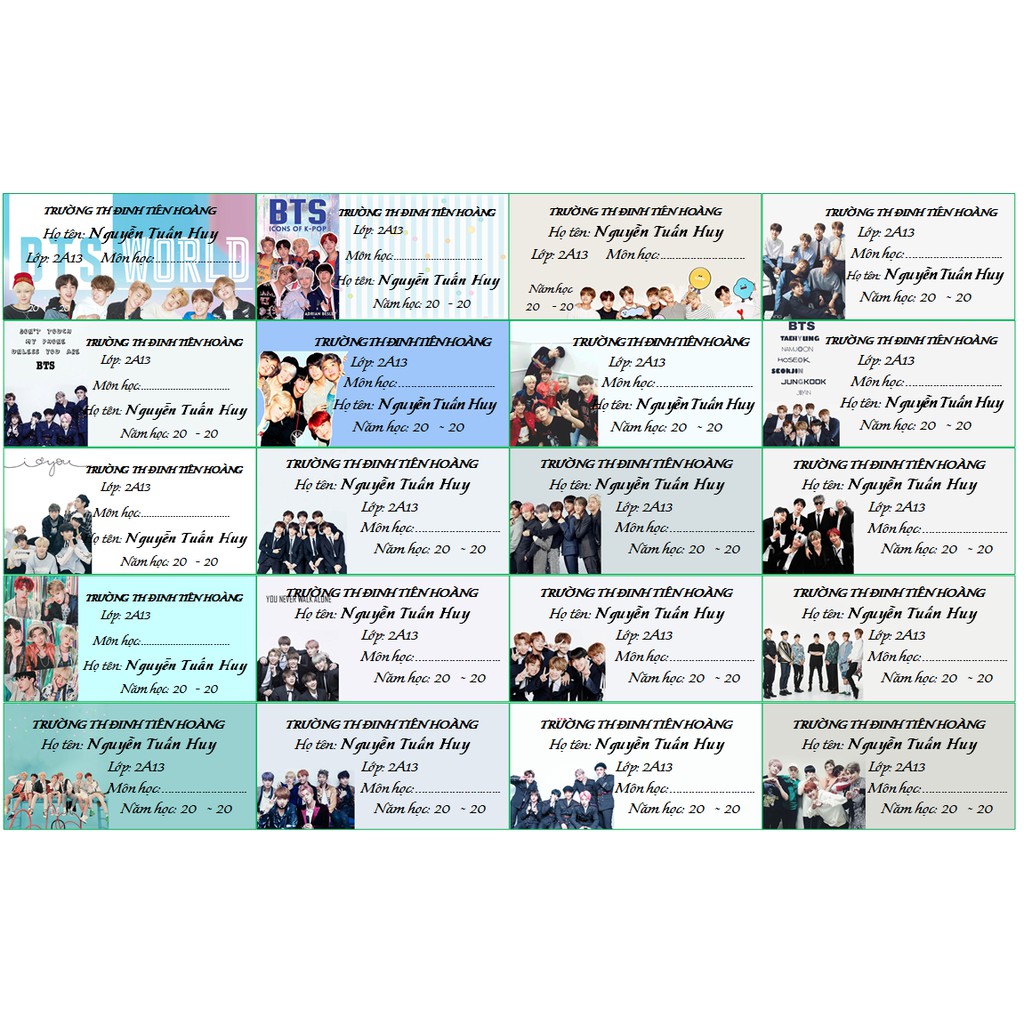 Combo nhãn vở in cho bé 30k/40 nhãn hoặc 160 stickers