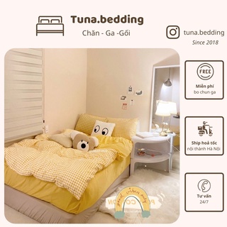 Bộ vỏ chăn ga gối - Poly caro gingham vàng