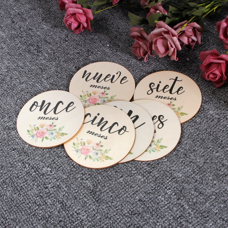 Bộ 6 Thẻ Ghi Chú Bằng Đánh Dấu Cột Mốc Phát Triển Theo Tháng In Họa Tiết Hoa / Chữ Cái Tiếng Anh