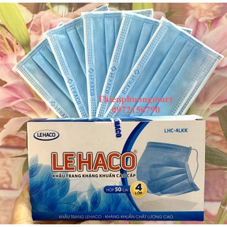 Khẩu trang Xanh 4 lớp kháng khuẩn Cao Cấp Lehaco 50 cái/ hộp