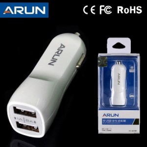 Cốc sạc xe hơi Arun 2 cổng (Trắng)
