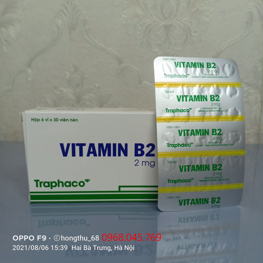 VITAMIN B2 Traphaco hộp 6 vỉ x 30 viên