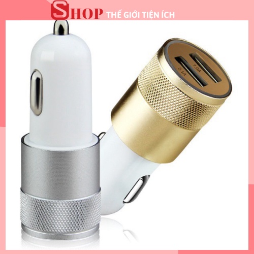 &lt;CÓ HỘP&gt;ĐẦU SẠC Ô TÔ 2 CỔNG USB CAO CẤP VỎ KIM LOẠI 88154 SHOP THẾ GIỚI TIỆN ÍCH