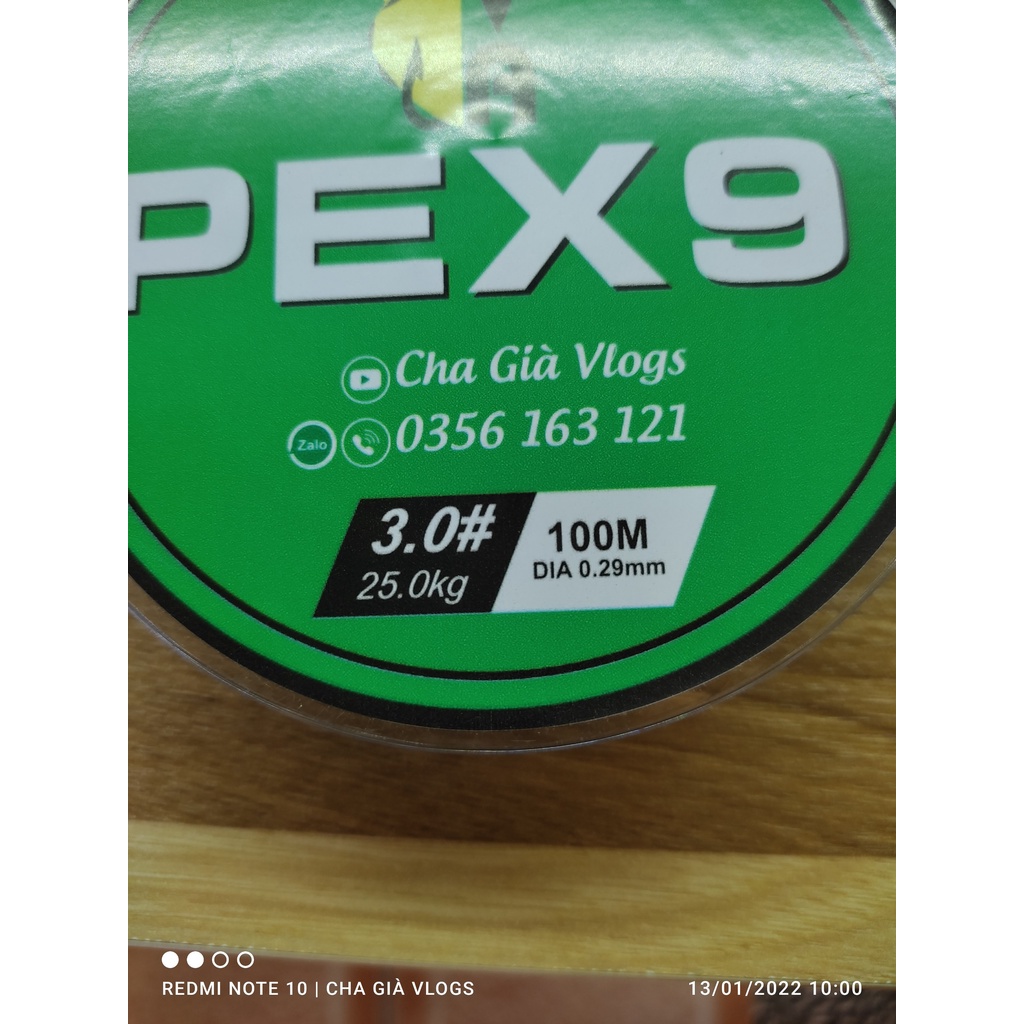 Dây pe x9 câu lure cá lóc cá chẽm {SIÊU BỀN} HVAX9-CHA GIÀ VLOGS  dài 100m, dây pe câu cá lóc, nhợ câu cá