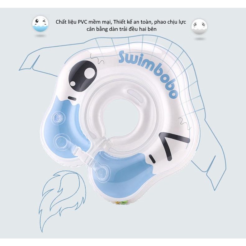 Phao cổ cho bé Swim Bobo | Thiết kế mềm mại, đàn hồi tạm cảm giác thoải mái cho bé khi bơi