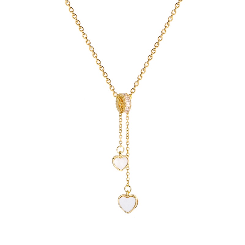 Vòng cổ Thép Titan Mặt Vuông Đính Đá Zircon Sang Trọng Cho Nữ