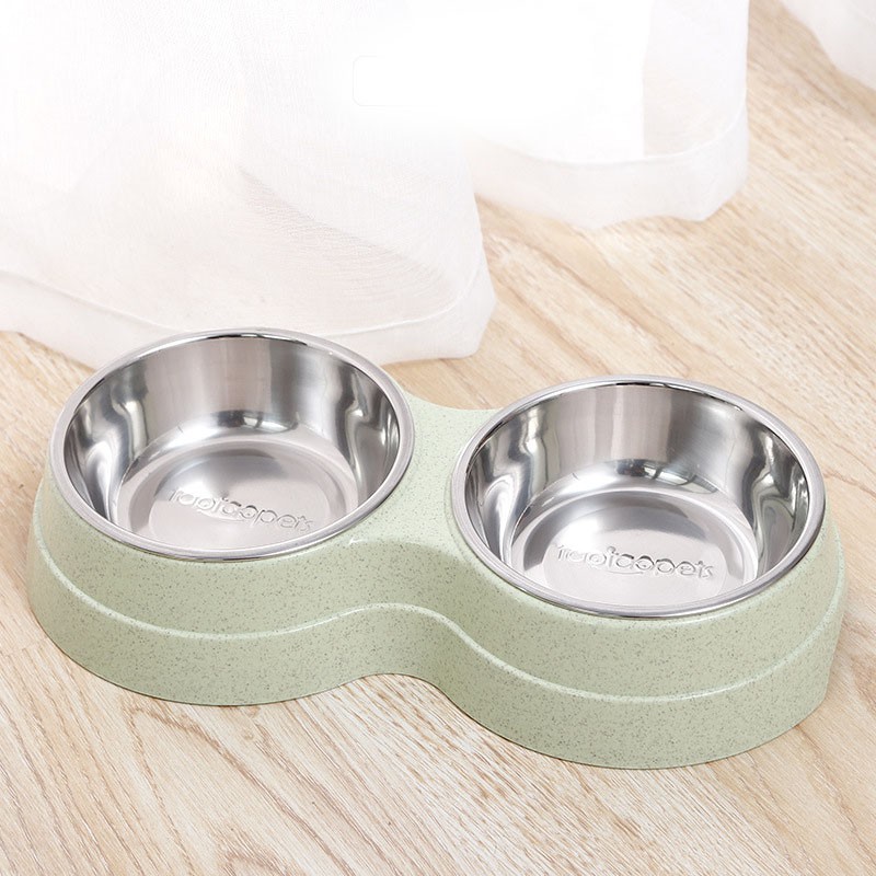 Bát Đôi Nhựa Lúa Mì Lõi Inox Cao Cấp Cho Chó Mèo