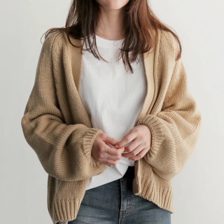 Áo cardigan len dày dáng lửng
