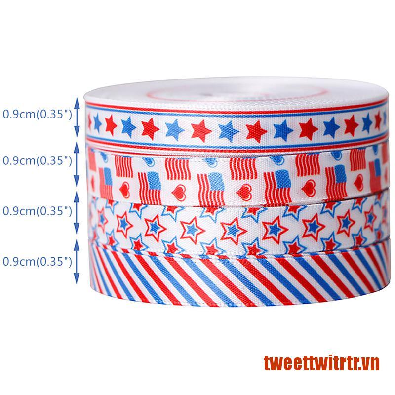 TRTR 4Pcs 10 YARDS Independence Day Grosgrain Ribbon Hair Bow Scrapbook Crafts C