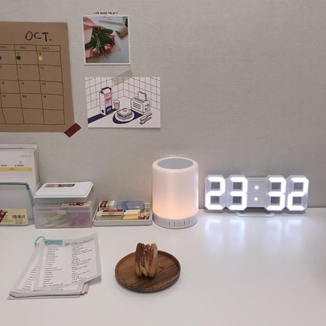 Đồng hồ đèn led 3d để bàn, treo tường thông minh với 3 chế độ nhiệt độ, ngày tháng và thời gian