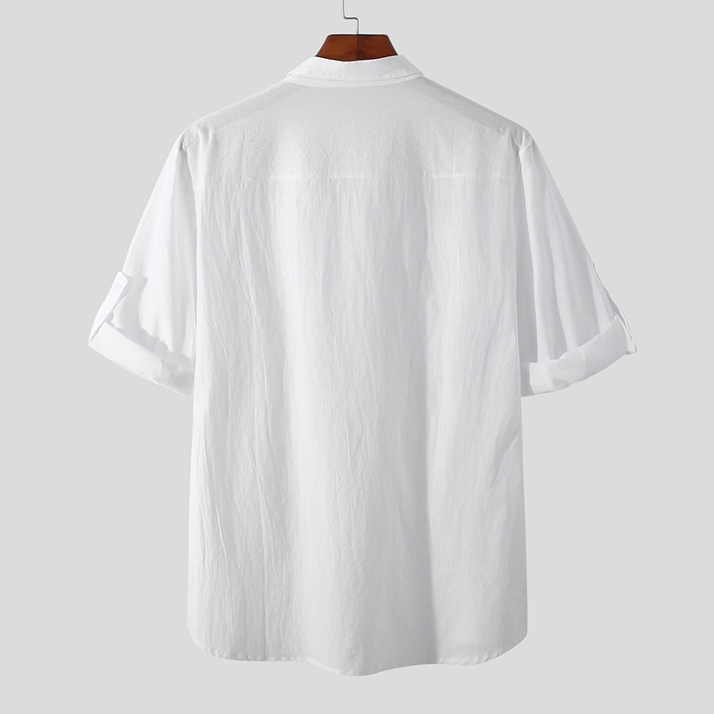 Áo Sơ Mi Cotton Tay Lỡ 3 / 4 Cho Nam