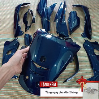 Bộ dàn áo xe WAVE anpha - Wave zx - wave 110 đời 2002-2006  màu XANH NHỚT - Tặng chiếc pha đèn 2 bóng
