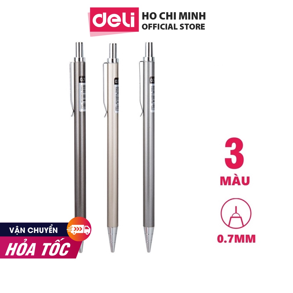 Bút chì kim 0.7mm Deli, Bạc/Rượu sâm-banh/Nâu - 1 cái màu ngẫu nhiên - E6491