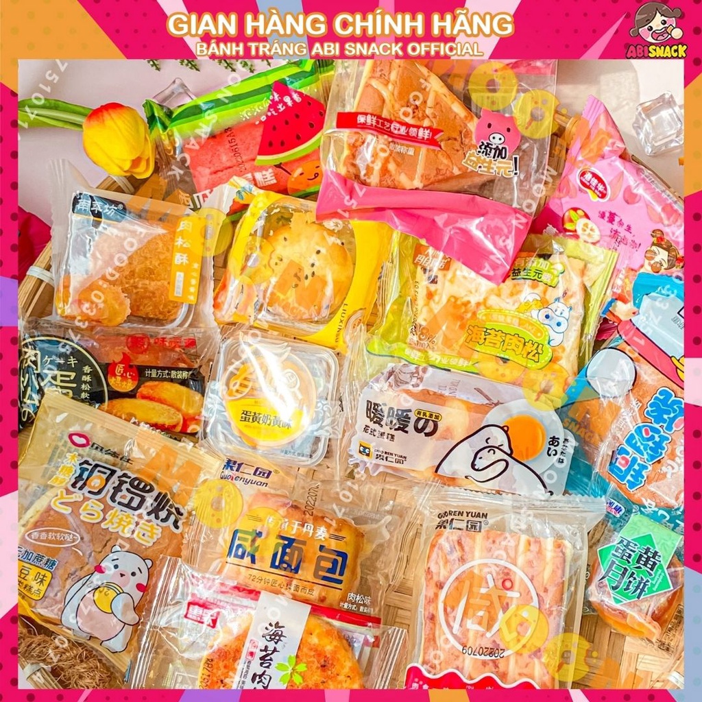 [DATE MỚI-HÌNH THẬT] Thùng 1kg Bánh Bông Lan Tươi Đài Loan Mix nhiều vị loại ngon-hơn 40 vị các loại