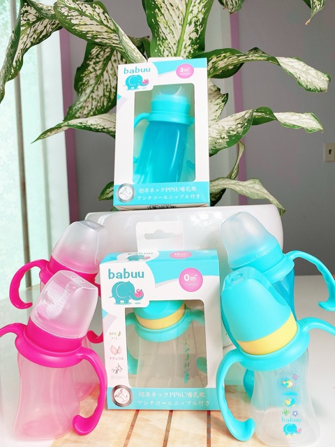 BÌNH SỮA CỔ NGHIÊNG BABBU 90ml và 180ml ( có tặng núm )