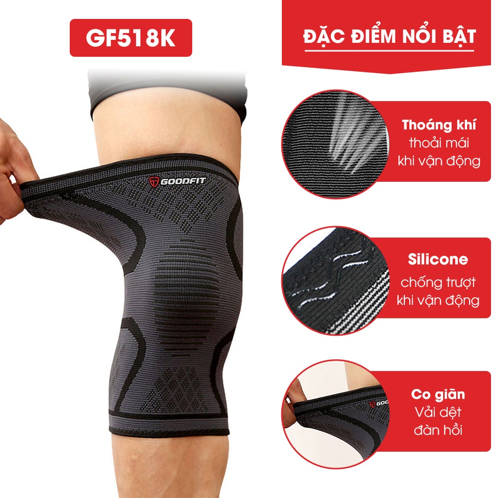 Bó gối thể thao dạng xỏ, đai bảo vệ gối GoodFit chất liệu co giãn 4 chiều, thoáng khí