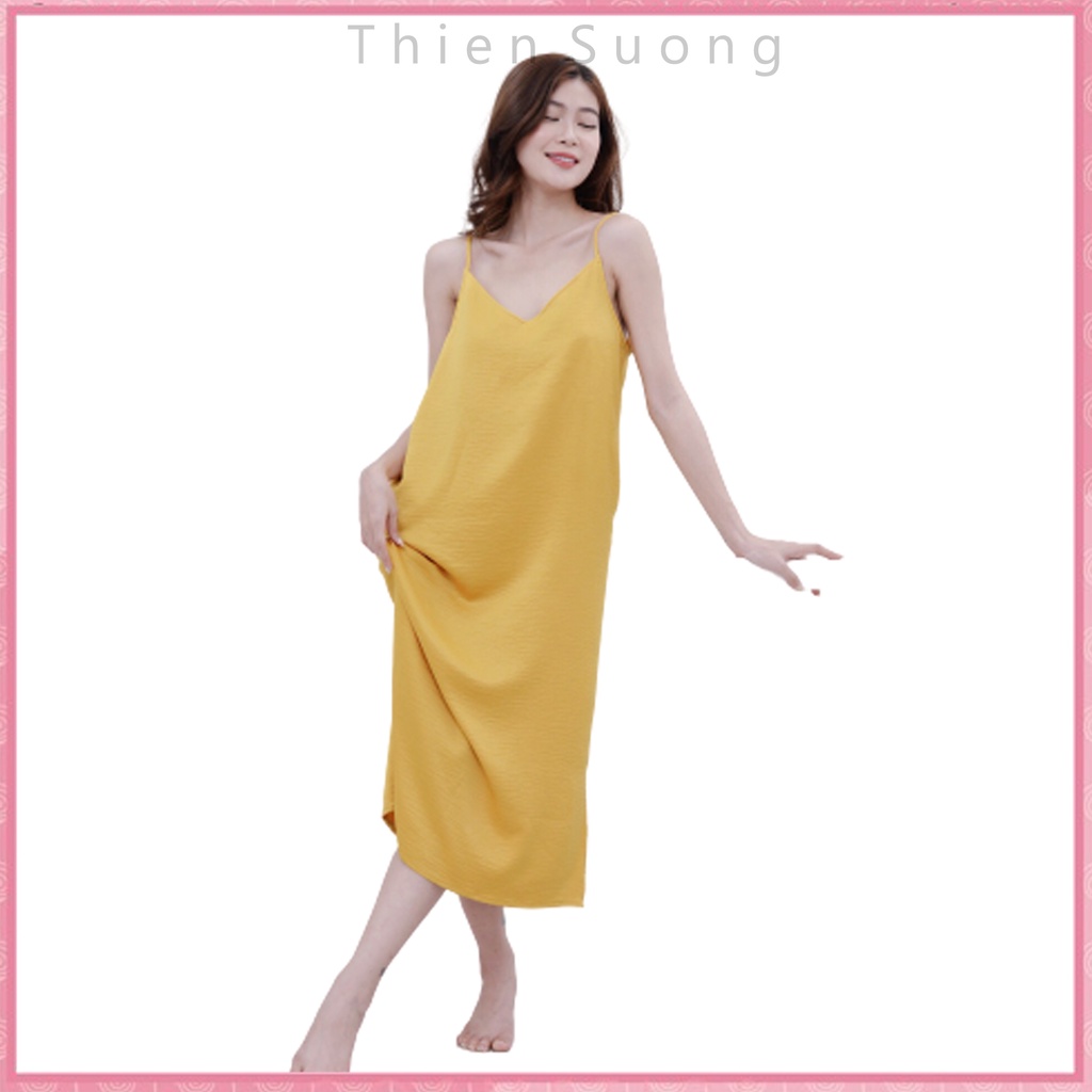 Đầm 2 dây xuông dài Váy xuông dài 🔥GIẢM 45%🔥 6 MÀU - VẢI ĐŨI CÁT CAO CẤP mềm mại rũ rất sang ạ - có túi và lớp lót ngực | BigBuy360 - bigbuy360.vn