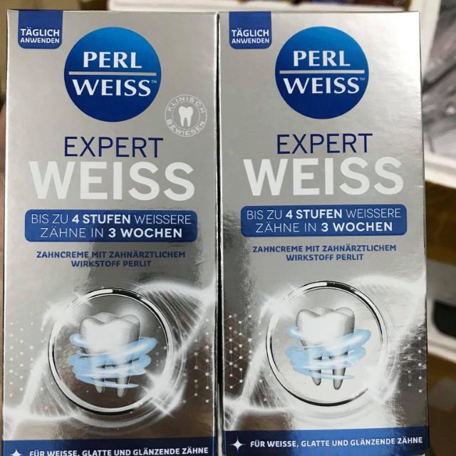 Kem đánh răng trắng răng Perl Weiss 75ml màu bạc dành cho người hay uống cà phê, răng bị ố vàng lâu năm