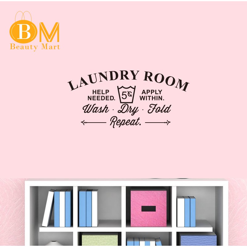 Decal dán tường chữ Laundry