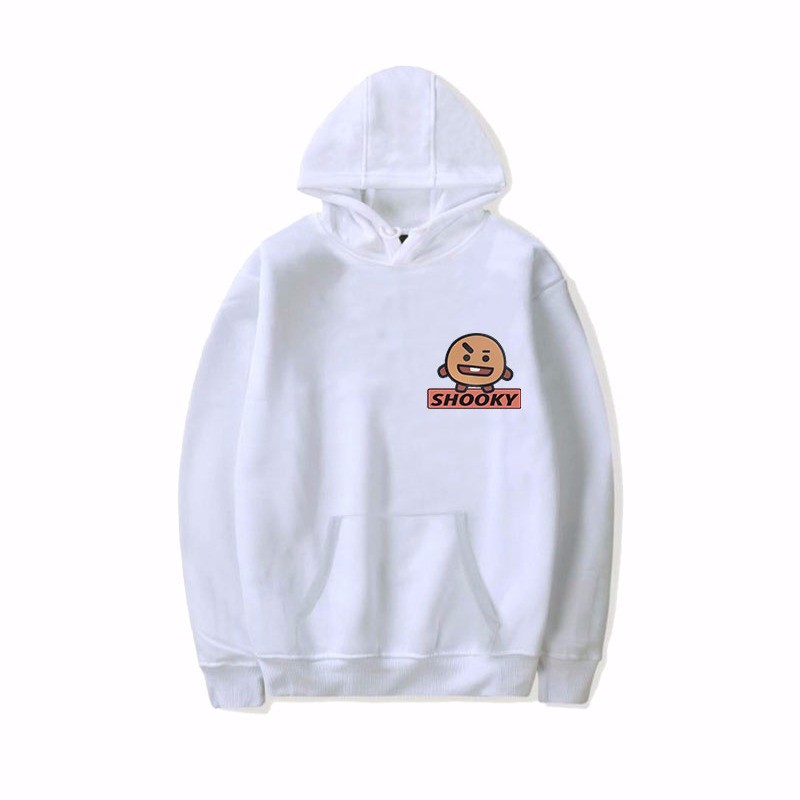 Áo Hoodie Nhung Màu Trơn In Hình Bt21 Bts Dễ Thương Cho Nam Và Nữ