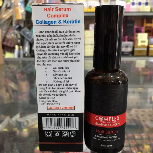Serum dưỡng tóc Hair Serum Complex Collagen & Keratin 80ml