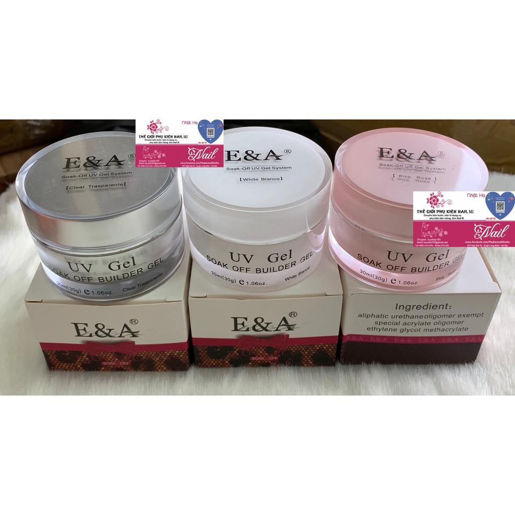 Gel Đắp Móng E&amp;A Builder Gel UV Gel Đắp EA Không Nóng, Không Chảy - Lẻ 1 Hũ 30ml