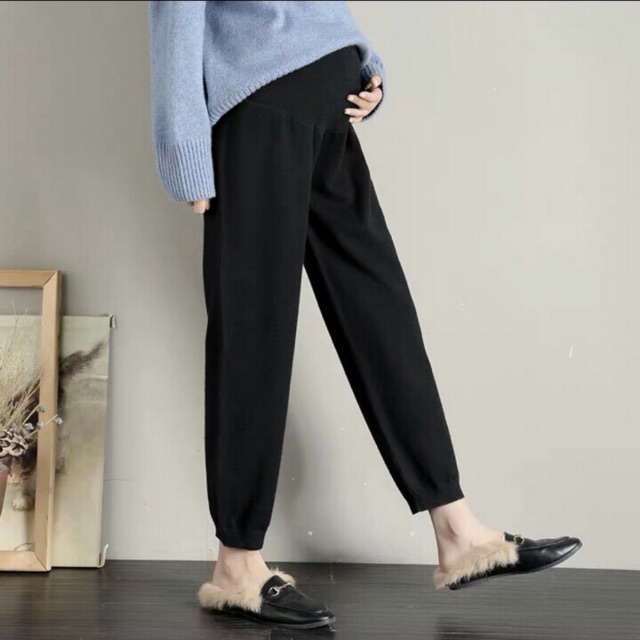 Quần bầu chất đũi nhăn bo gấu
