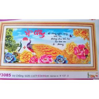 Tranh thêu chữ thập Vợ chồng (chưa thêu) LV3085