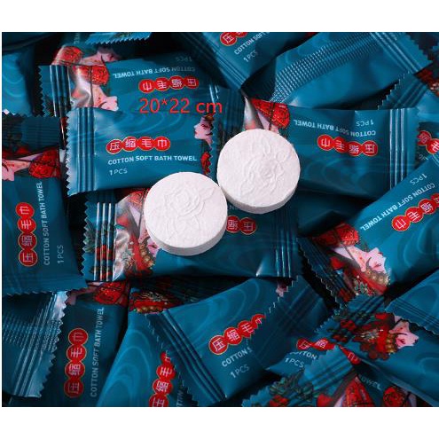 Khăn mặt nén viên kẹo size 20*22cm , gói to sử dụng trong 3- 6 tháng