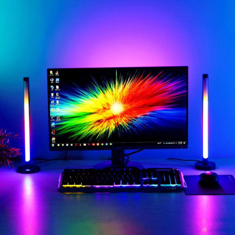 (1 Bộ 2 Cái) Thanh Đèn Led RGB Cỡ Lớn 44cm Nháy Theo Nhịp Điệu Điều Khiển Từ Xa Bằng Điện