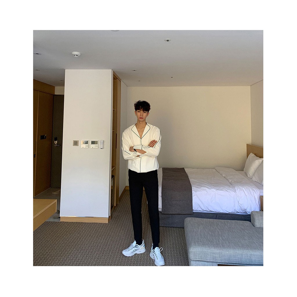 SƠ MI VIỀN HAI MÀU TRẮNG ĐEN TẶNG KÈM DÂY - S1004 LJINSTORE | BigBuy360 - bigbuy360.vn