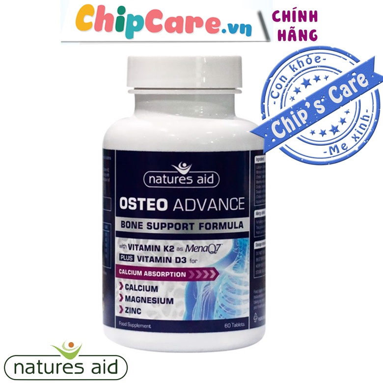 Osteo Advance Canxi Naturel Aid tích hợp Magie, kẽm, vtm K, Vtm D