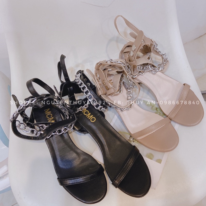 Sandal chiến binh móc xích gót 4,5cm ⚡️ANDUSTORE⚡️