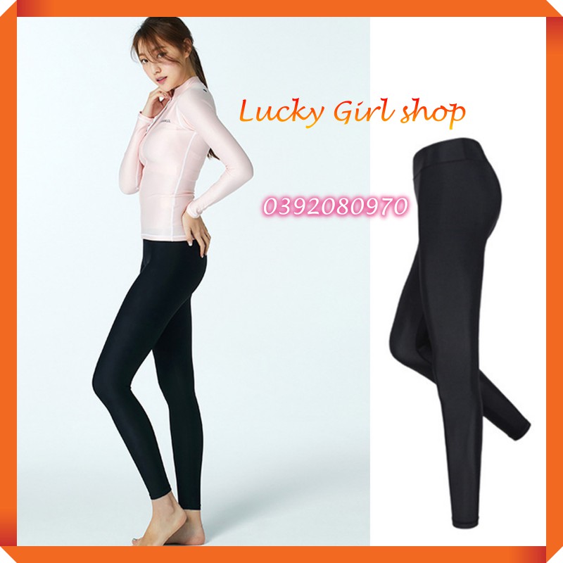 Quần Bơi Dài Nam Nữ Unisex Đen Và Xanh Đen Thun Co Giãn 4 Chiều Size XL (53-60kg) - Hàng Nhập Quảng Châu - Lucky Girl