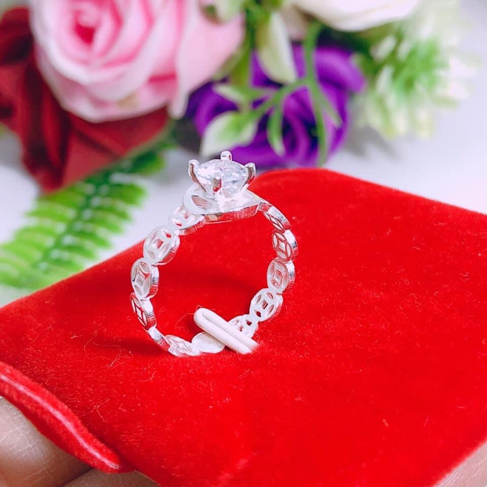 NHẪN KIM TIỀN MẶT ĐÁ MẪU MỚI LINH MIU SILVER