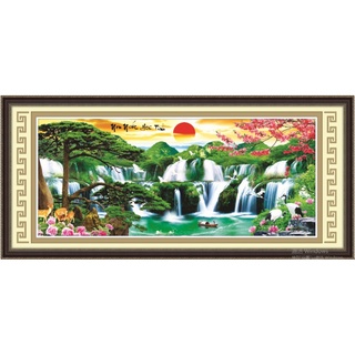 Tranh thêu chữ thập phong cảnh thiên nhiên non nước hữu tình Ailuo AL53551