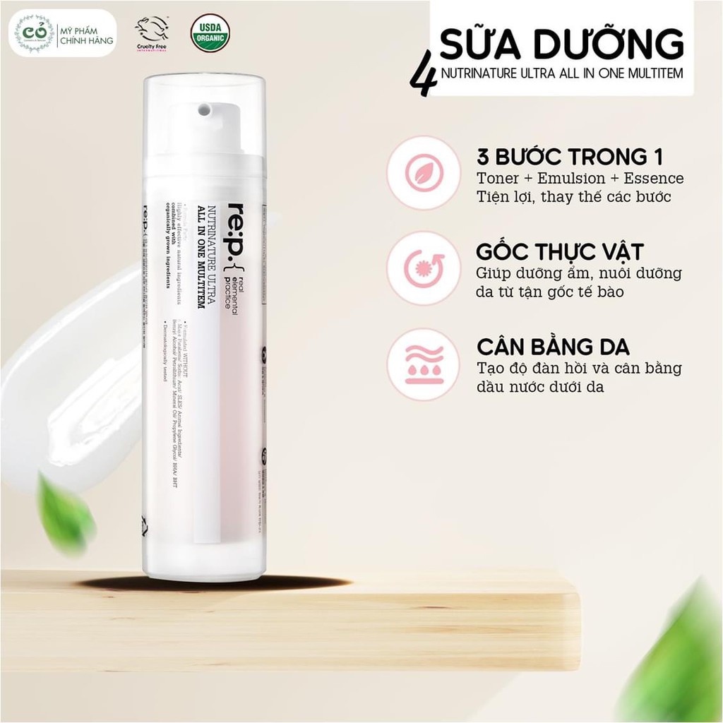 Nước Thần Dưỡng Ẩm, Phục Hồi Da Dành cho Da Nhạy Cảm Re:p Nutrinature Ultra All In One Multitem 100ml