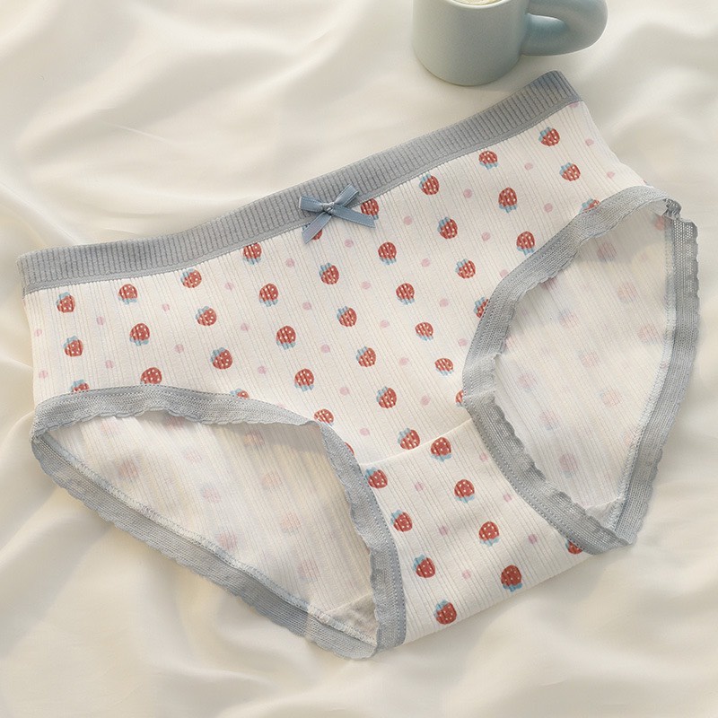 Quần Lót Nữ Cotton Sợi Tre Viền Xám Họa Tiết Gấu Siêu Xinh MS.138
