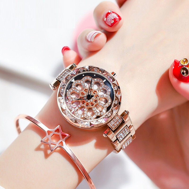 Đồng Hồ Nữ Chính Hãng Mashali Bông Hoa Xoay Dây Thép Cao Cấp Không Gỉ Đính Đá Đẹp Giá Rẻ | BigBuy360 - bigbuy360.vn