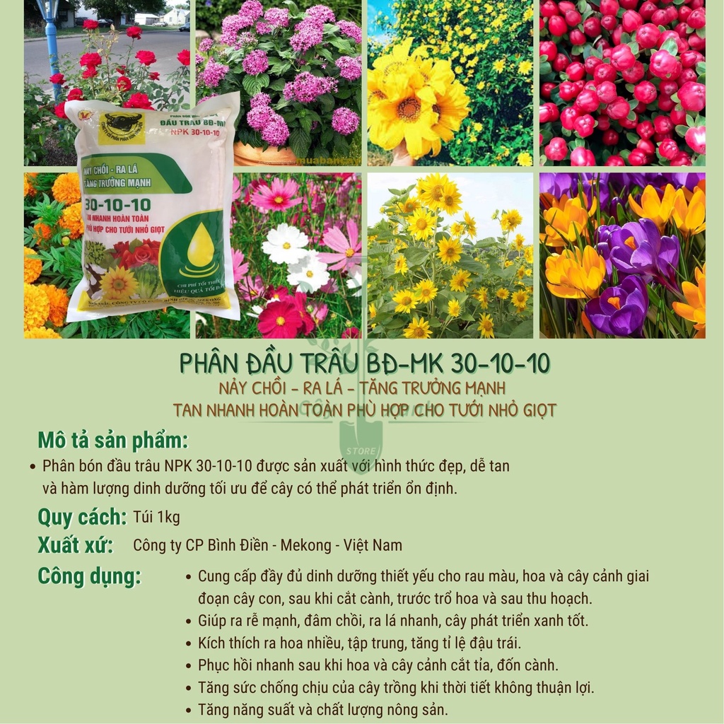 Phân Bón Tổng Hợp Đầu Trâu NPK 30-10-10
