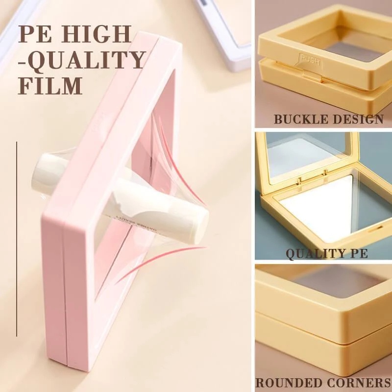 [PE Film Color Brooch Coin Gems Jewelry Storage Box With Base ][Dustproof Suspended Floating Ring Earrings Storage][  Anti-oxidation Portable Ring Pendant Holder][Transparent Display Rack ]