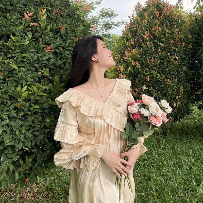 ĐẦM KIỂU BETTA DRESS tay phồng thiết kế bánh bèo sang chảnh thoải mái form suông chuẩn dễ mặc chất vải organza