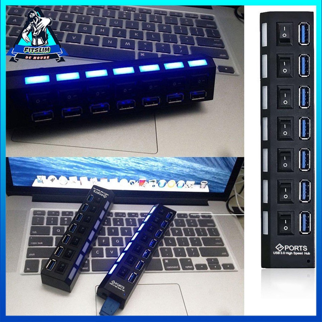 Hub tốc độ cao USB 3.0 nhỏ gọn với 7 cổng riêng biệt với nguồn điện
