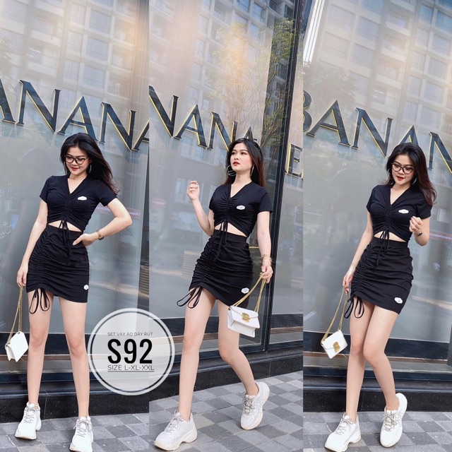 Set váy áo dây rút S92