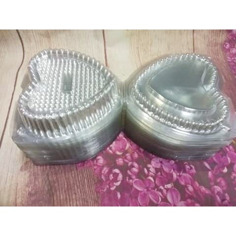 BỘ 100 HỘP NHỰA ĐỰNG BÁNH HÌNH TRÁI TIM, KÍCH THƯỚC  12 X 11 CM X 5 CM
