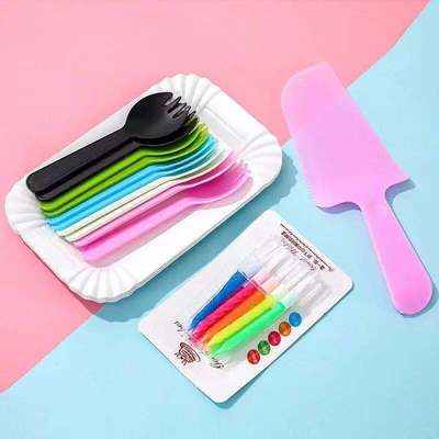 Set Bộ Thìa Dao Đĩa Kèm Nến Sinh Nhật Chất Liệu An Toàn Siêu Tiện Lợi Trang Trí Sinh Nhật - Kemshop K55