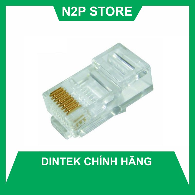 Đầu mạng RJ45 DINTEK UTP Cat.6, chuyên dụng cho Cat6 truyền tải internet tốc độ cao (100 đầu/ 1 bịch)