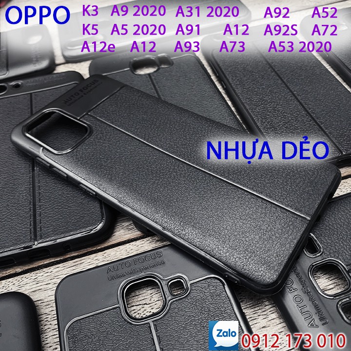 Ốp lưng OPPO K3, K5, A12e, A31 2020, A52, A92S, A5, A9, A92, A91, A71, A72 nhựa dẻo - vân da chống sốc