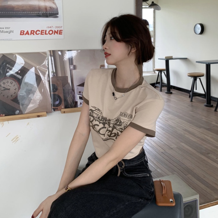 Áo Thun Ngắn Tay Dáng Ôm Phong Cách Âu Mỹ Cổ Điển Thời Trang Mùa Hè Dành Cho Nữ