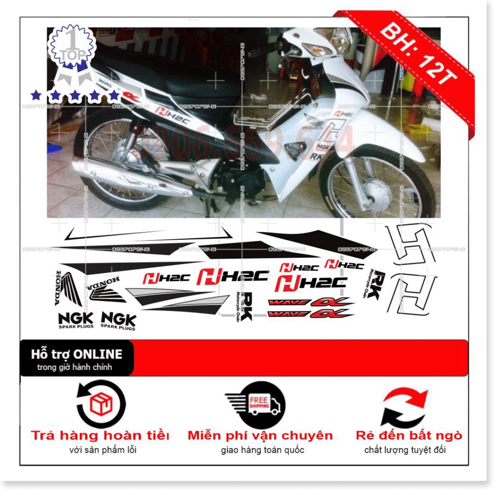 ( Quí khách vui lòng mang ra tiệm cho thợ dán ) Tem wave 2016 H2C trắng